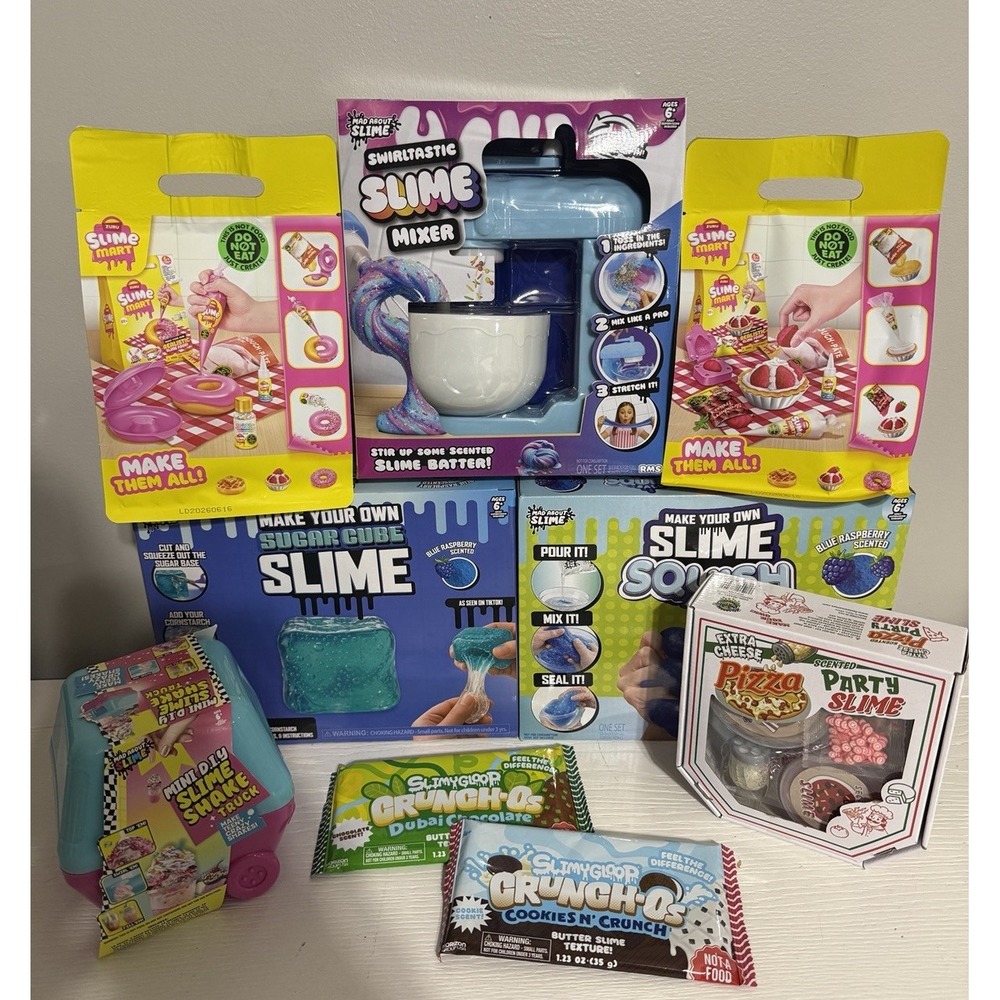 RMS Make Your Own Slime Zuru Slime Mart SlimyGloop Crunch Slime Kits Lot Of 9
